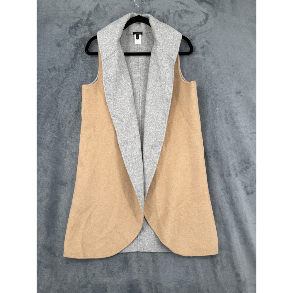 Talbots Vest Womens Size S Wool Blend Reversible Open Front Shawl Collar Cozy